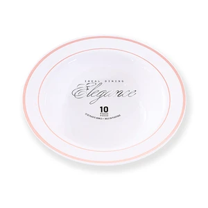 36217, Elegance Bowl 12oz White + 2 Line Stamp Rose Gold, 191554362178