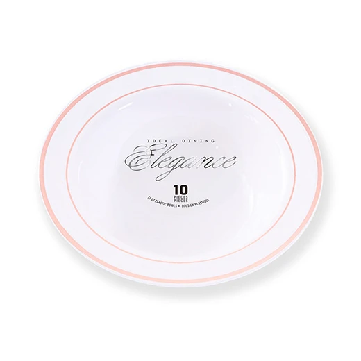 36217, Elegance Bowl 12oz White + 2 Line Stamp Rose Gold, 191554362178