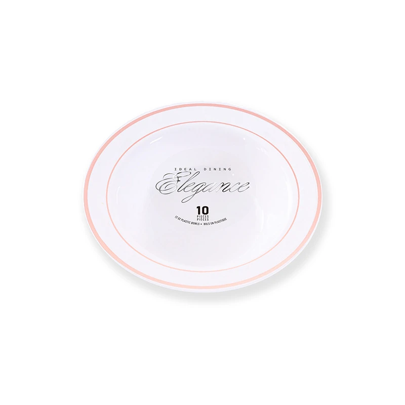 Elegance Bowl 12oz White + 2 Line Stamp Rose Gold