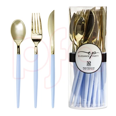 36306, EP 32PK Cutlery Ice Blue+Gold, 191554363069