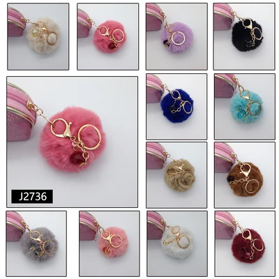 J2736, 18MM POMPOM BALL KEY CHAIN, 887257827365