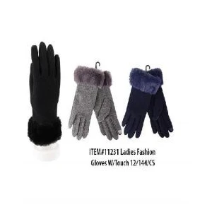 11231, Thermaxxx Ladies Fashion Gloves w/ Touch Fur Cuff, 191554112315