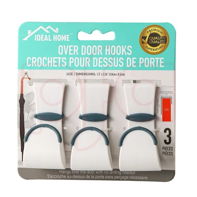 45106, ldeal Home 3PK Over Door Hooks, 191554451162