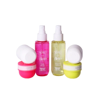 89514, 4 Pcs Set 2× 3.4oz Body Mist 2×1.06.oz Body Cream Mar Bella/Toledo Tango Scents - Solo En lbiza, 191554895140