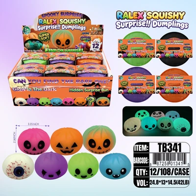 TB341, Halloween Ralex Squishy Dumplings Glow In Dark  3.35", 887258013415