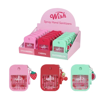 FB60460, Wish Liquid Hand Sanitizer Spray 1.2oz w/ Silicone Holder PDQ, 191554604605
