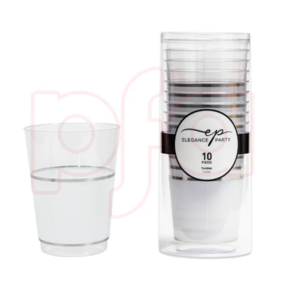 36258, EP 10PK 12oz Tumbler Clear+Silver+White, 191554362581