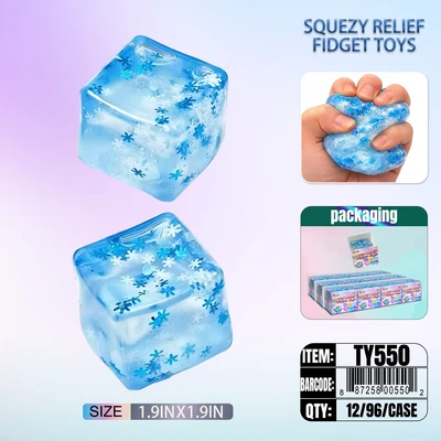 TY550, Squezy Relief Fidget Toys Ice Cube 2", 887258005502