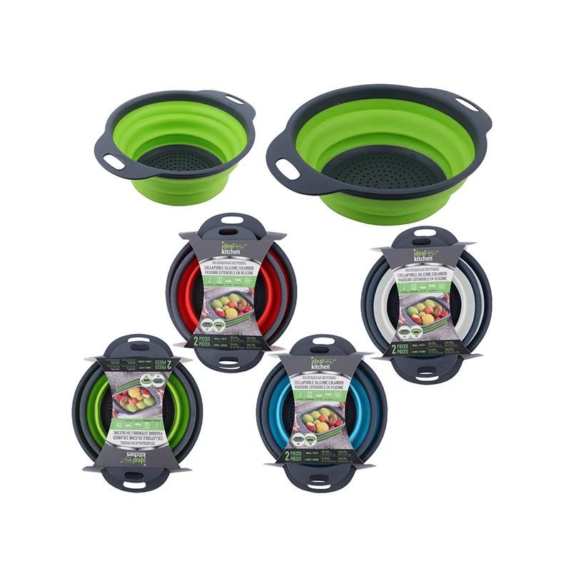 Ideal Kitchen Collapsible Silicone Colander 2PK Round