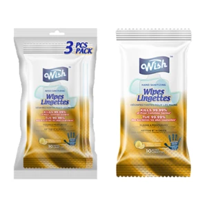 60400, Wish Hand Sanitizing Wipes Bag 10CT 3PK Lemon, 191554604001