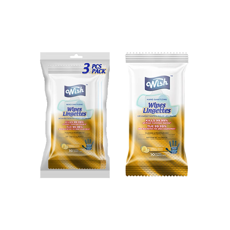 Wish Hand Sanitizing Wipes Bag 10CT 3PK Lemon