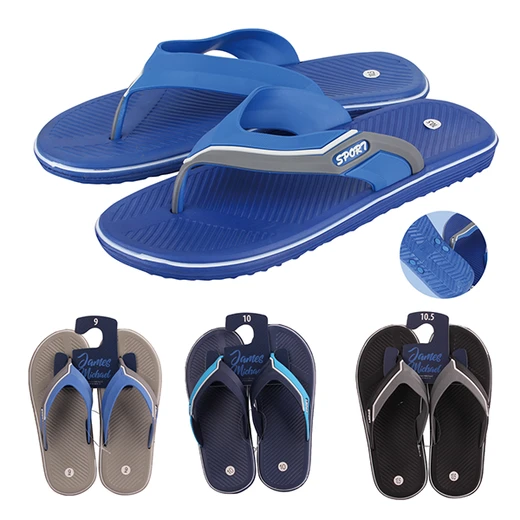 90006, JM Men Slippers 2 Tone Strap White Line 8.5-11, 191554900066