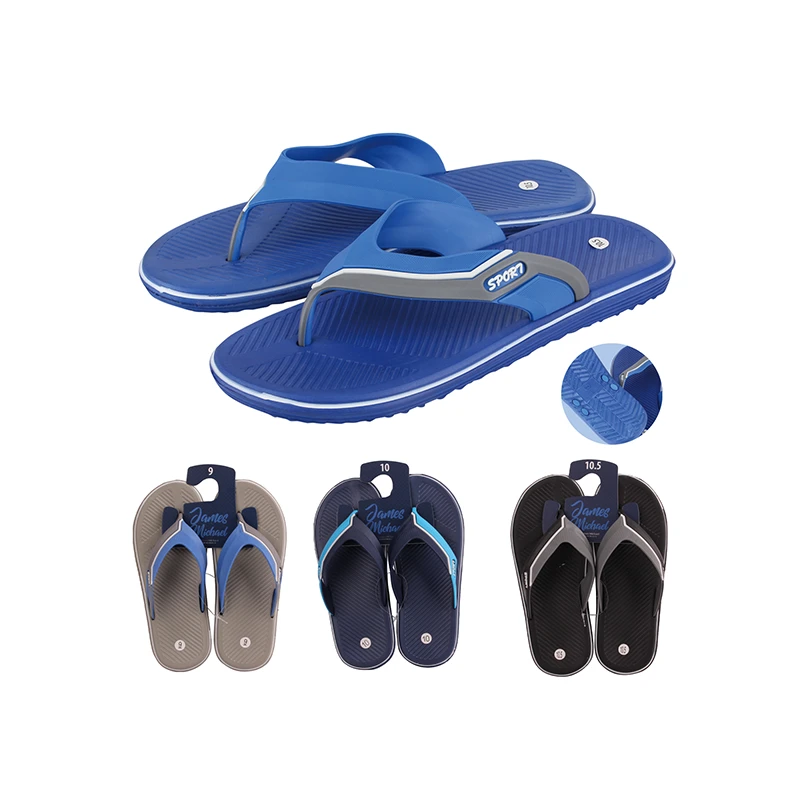 JM Men Slippers 2 Tone Strap White Line 8.5-11