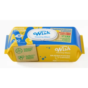 69001, WISH Cleaning Wipes 100ct Lemon - Kitchen w/cap, 191554690011