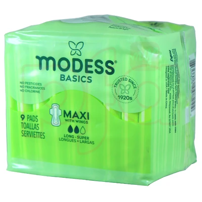 M69824, Modess Maxi Pads 9CT Long, 855424008244