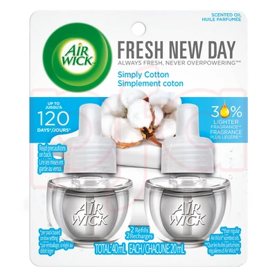 AWO2FND-SC, Air Wick Oil 2Pack Fresh New Day - Simply Cotton, 062338027258