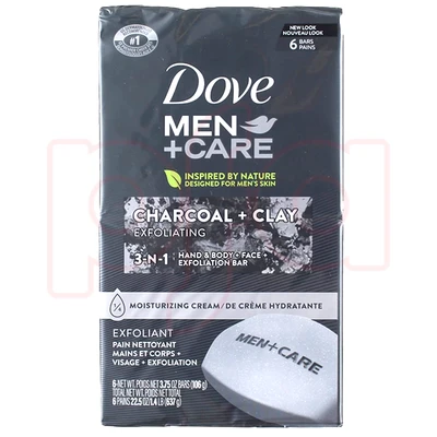 DS6-MCH, Dove Soap 3.75oz 6-Pack Men Charcoal + Clay #00594, 011111005947