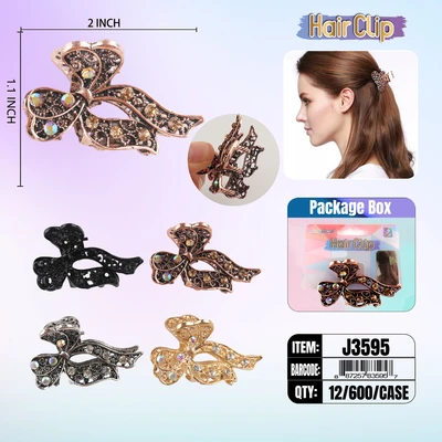 J3595, Hair Clip 2″ Inch with Diamond Assorted, 887257835957