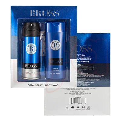 88564, Men's Aerosol Cans 2pcs Set  BROSS 6.8fl.oz/200ml Body Spray 6.8fl.oz/200ml Body Wash, 191554885646