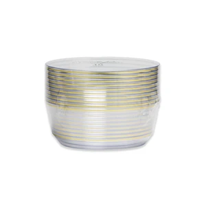 36285, Elegance Party 10PK 14oz Soup Bowl Clear+Gold, 191554362857