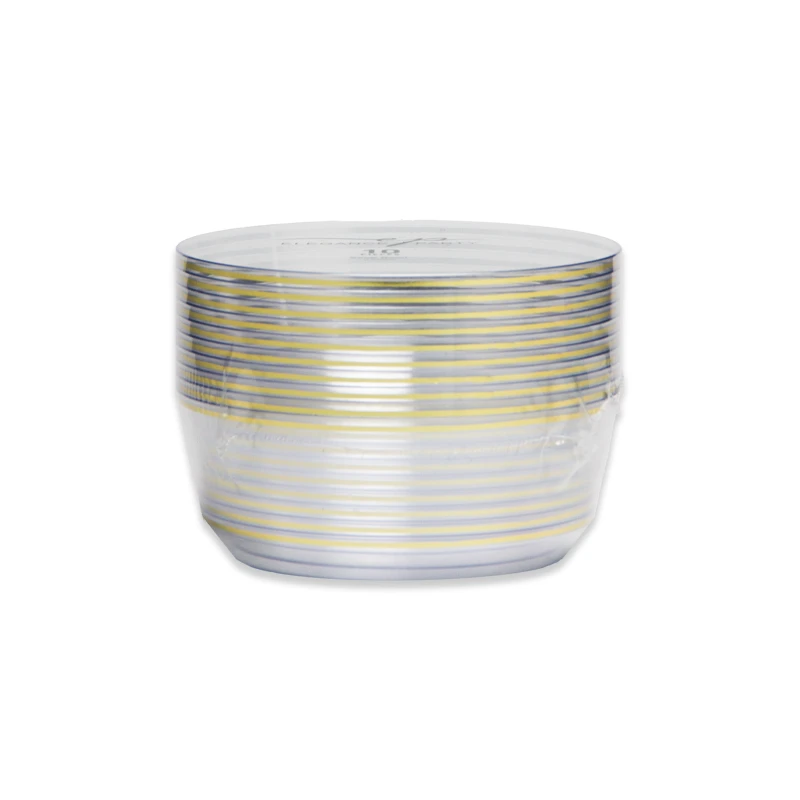 Elegance Party 10PK 14oz Soup Bowl Clear+Gold