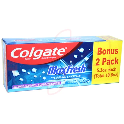 CTP300B-36, Colgate Toothpaste 5.3oz 2PK (10.6oz) Max Fresh Blue, 8901314524010