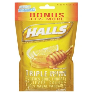 HALL40L, Halls Bag 40CT Lemon Honey, 312546633414