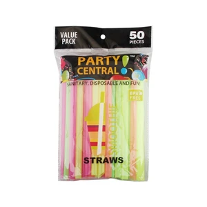 39102, Party Central Drinking Straw 50PK Jumbo, 191554391024