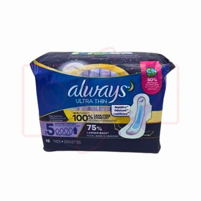 AUT15EO, Always Ultra Thin 15 Size 5 Extra Heavy Overnight