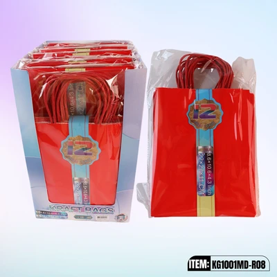 KG1001MD-R08, Kraft Bags MD. Red 12/Pk 10.6"x8.6"x4.3", 887258100290