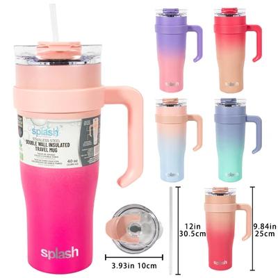 58233C, Splash Bottle Stainless Steel Travel Mug 40oz 2 Tone, 191554582330