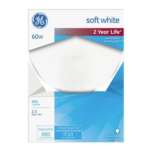 GE44469, GE Lighting 60W Vanity Globe Light Bulbs White, 043168908306