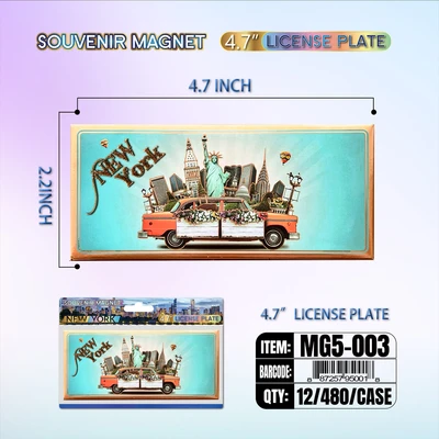 MG5-003, NY Souvenir Metallic Magnet 4.7"x2.2", 887257950032