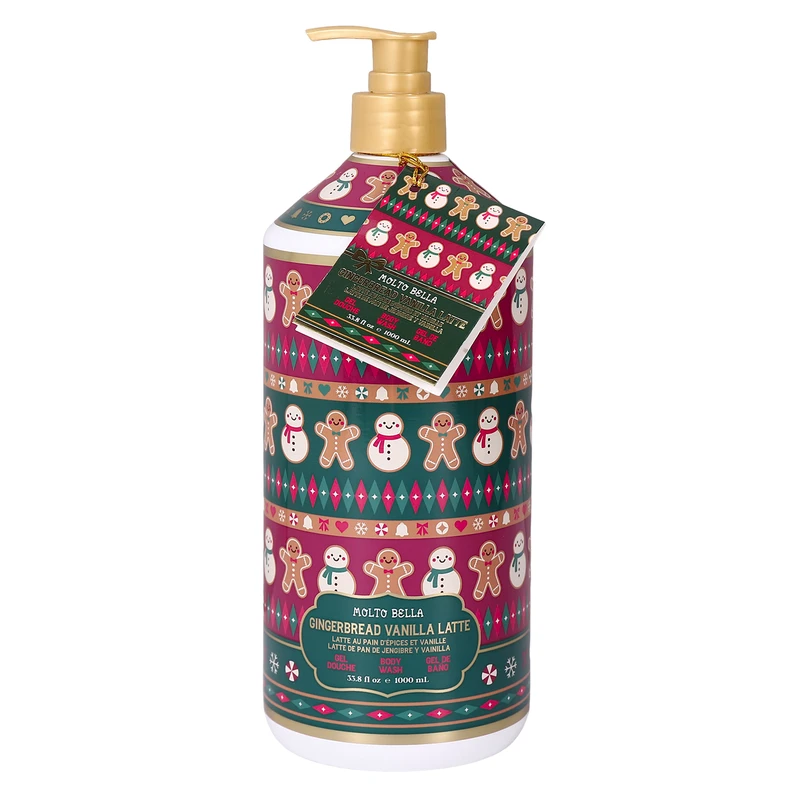 Molto Bella Body Wash 33.8oz/1000ml Holiday Gingerbread Vanilla Latte