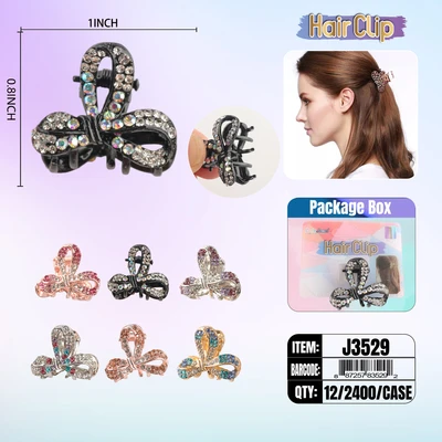 J3529, Hair Clip 1″ Inch with Diamond Assorted, 887257835292