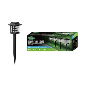 ST-48068, Scotts Solar Stake Lights House 4pk, 191554480681
