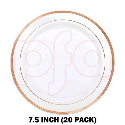 AMS-430547, Amscan Plastic Plate 7.5" 20-Pack Gold Trim, 013051709334