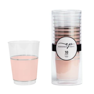 36321, Elegance Party 10PK 12oz Tumbler Clear+Silver+Blush, 191554363212