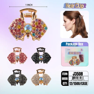 J3508, Hair Clip 1″ Inch with Diamond Assorted, 887257835087