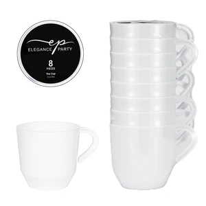 36253, Elegance Party 8PK 12.5oz Tea Cup White, 191554362536