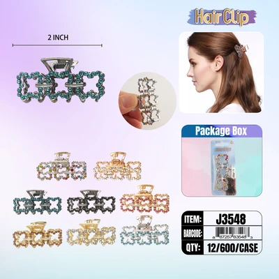 J3548, Hair Clip 2″ Inch with Diamond Assorted, 887257835483
