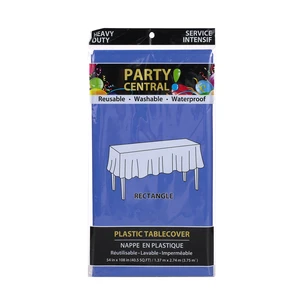 50003, Party Central Heavy Duty Rectangle Plastic Tablecover - Blue, 191554500037