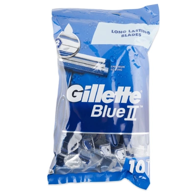 GB2-10, Gillette Blue II Razor Bag 10PK Chromium, 3014260283254