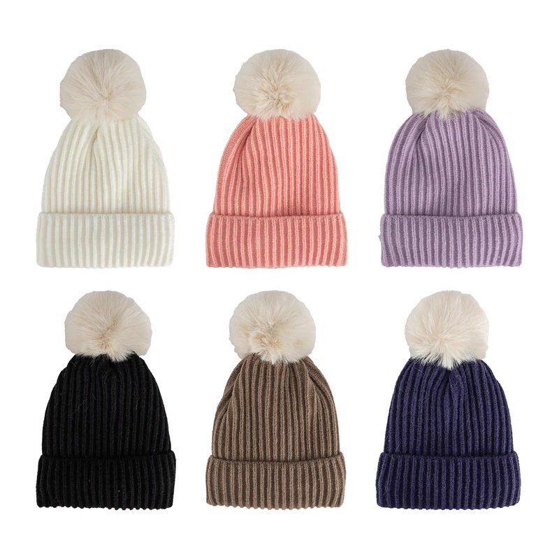 MORGAN & MONROE Kids Pom Hat w/ Fur Lining