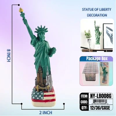 NY-LB008G, STATUE OF LIBERTY Green Flag color (8"), 887257900082