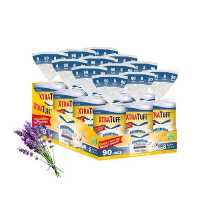 30155, XtraTuff Extra Strong Medium Drawstring Trash Bags 8Gal 90CT - Fresh Linen, 191554301559