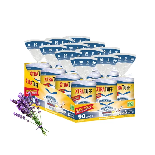30155, XtraTuff Extra Strong Medium Drawstring Trash Bags 8Gal 90CT - Fresh Linen, 191554301559