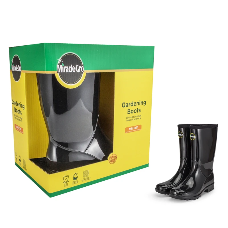 Miracle.Gro Gardening Rain Boots Mid-Calf Solid Black 6-10 30*19.5*30.2cm