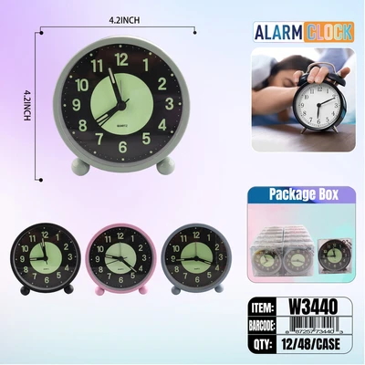 W3440, Alarm Clock 4.2" Grow Dark x4 Assorted Color, 887257734403