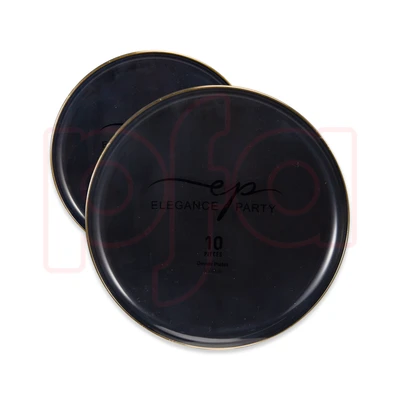 36261, EP Edge 10PK 10.25" Dinner Plate Black+Gold, 191554362611